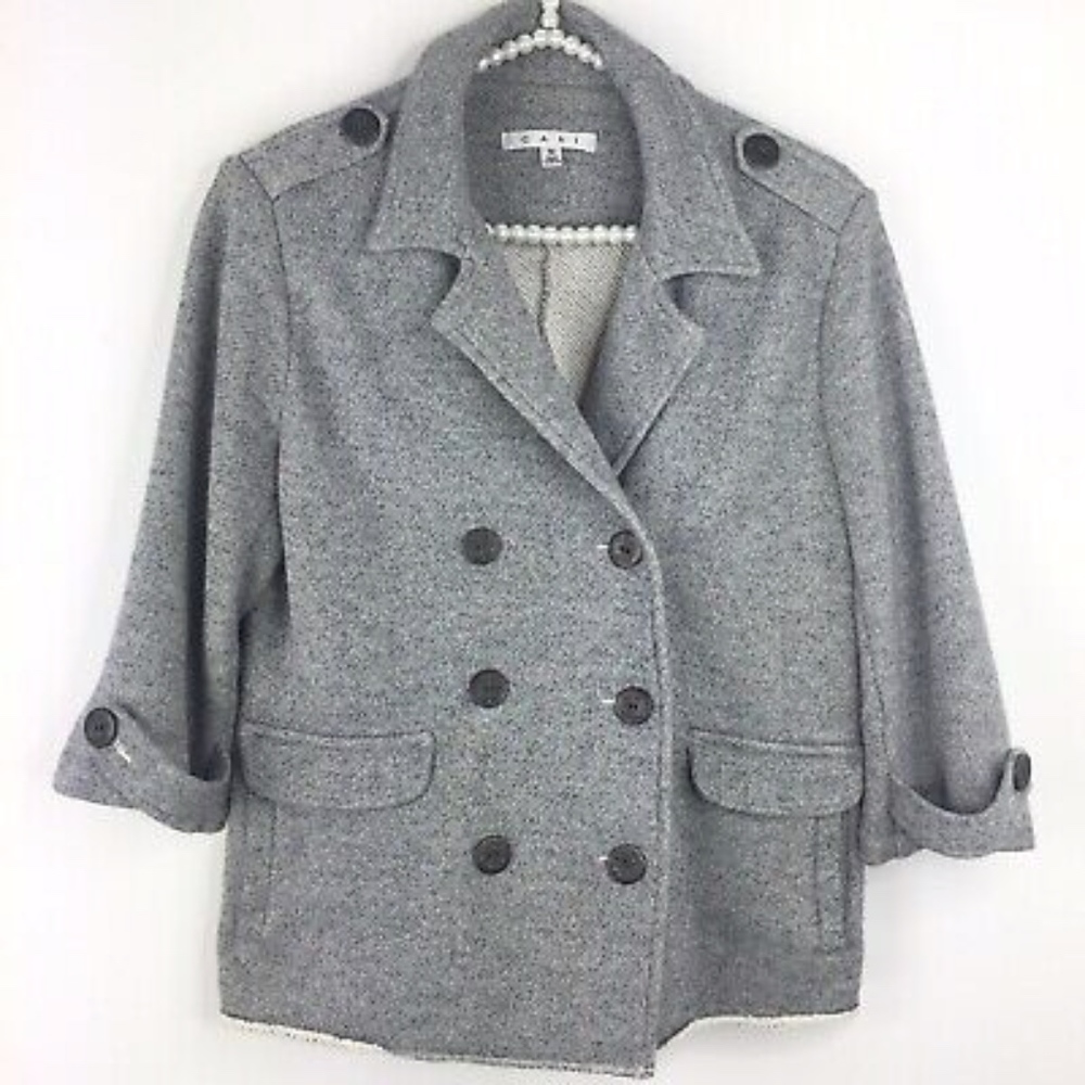 CABI # 393 Gray Shrunken Peacoat Jacket L